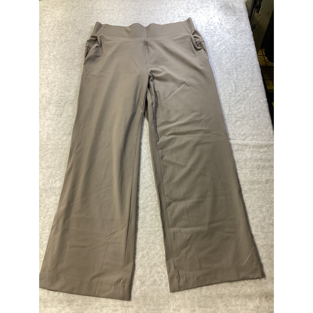 Member's Mark Womens Travel Wide Leg Pants Taupe Brown‎ Stretch Size L NWT